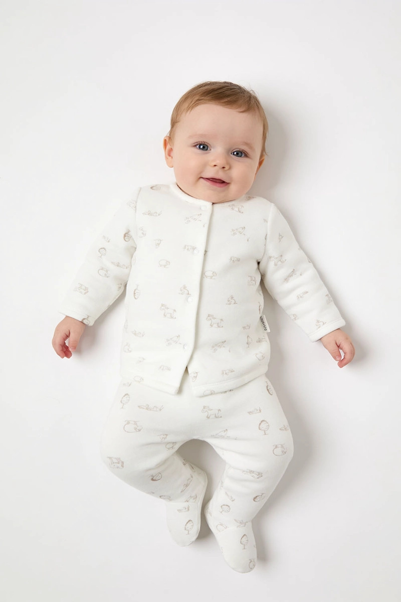 CONJUNTO FARM PLUSH CREMA NIÑO RN A 6-9M COLLOKY - 2