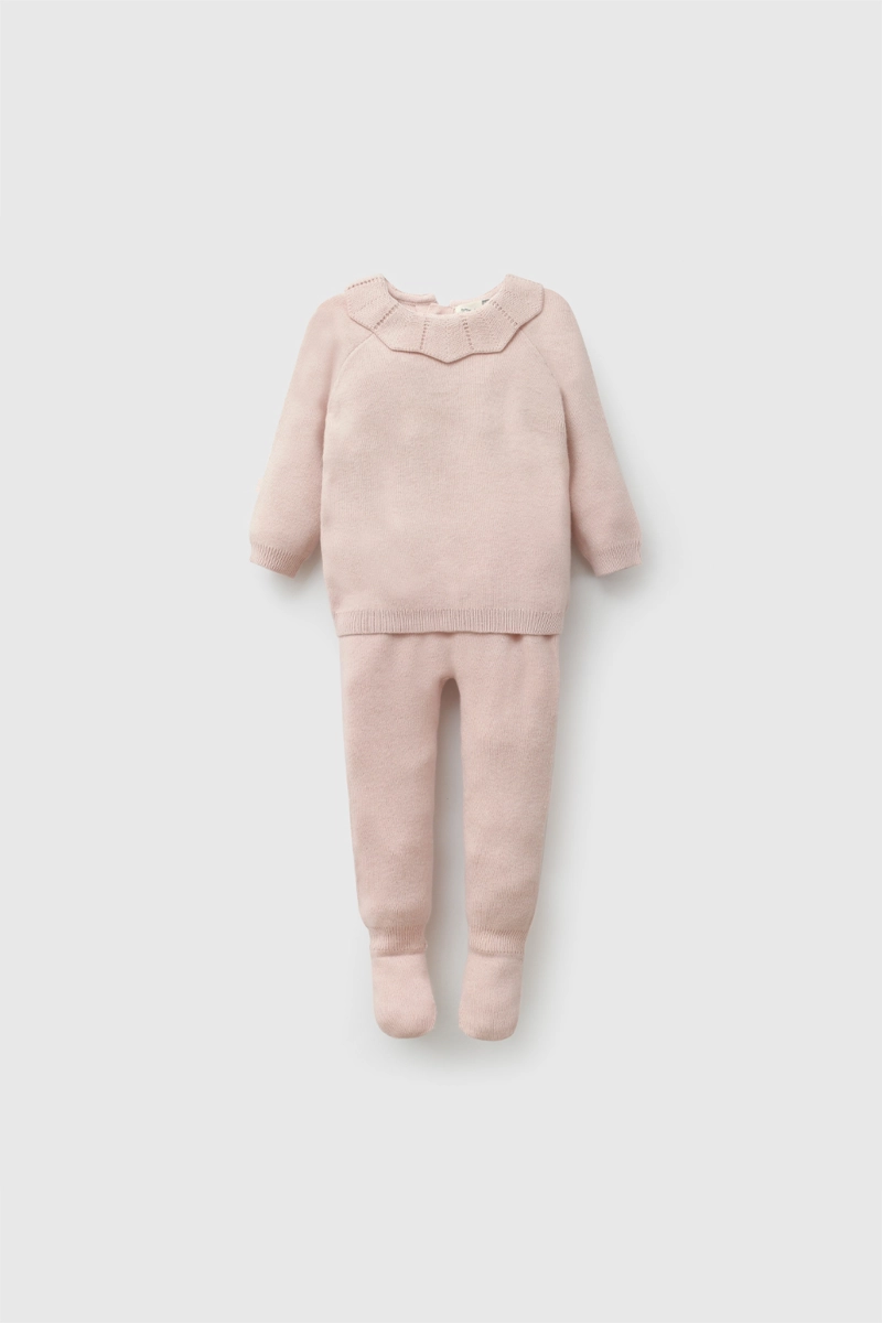 CONJUNTO TEJIDO ROSA VIEJO NIÑA RN A 6-9M COLLOKY - 1