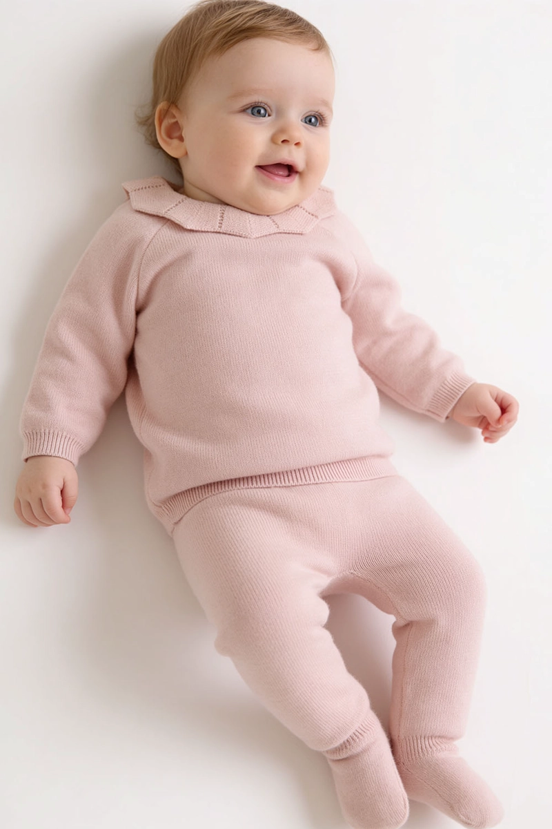 CONJUNTO TEJIDO ROSA VIEJO NIÑA RN A 6-9M COLLOKY - 2