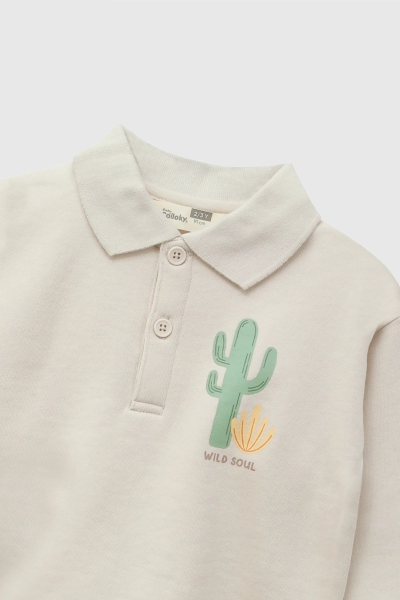 POLERON POLO CACTUS BEIGE NIÑO 6-9M A 4-5A COLLOKY - 4