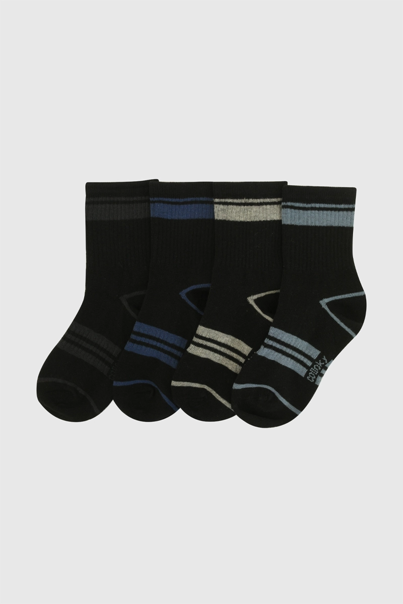 PACK 4 CALCETIN 3/4 PUNTO SUAVE Y RESISTENTE NEGRO NIÑO 3/4A A 9/12A COLLOKY - 1