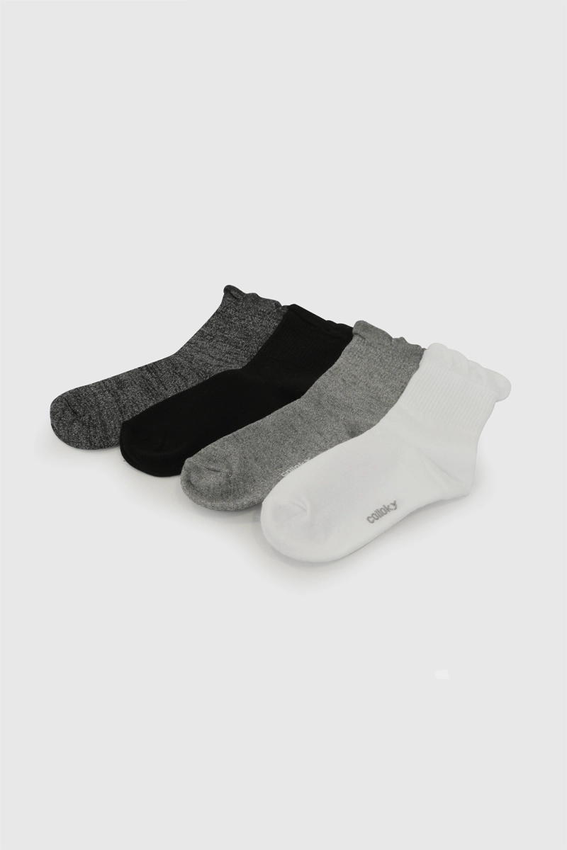 PACK 4 CALCETIN 3/4 PUNTO SUAVE Y RESISTENTE GRIS NIÑA 3/4A A 9/12A COLLOKY - 2