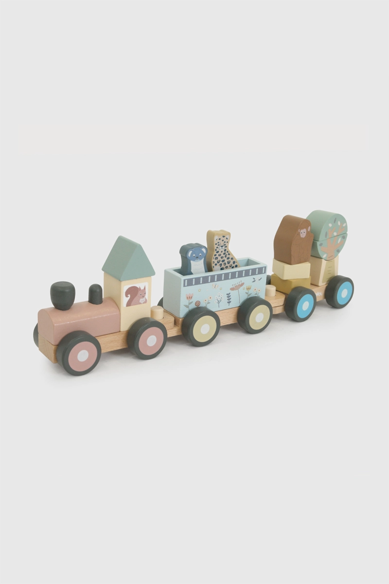 JUGUETE DE MADERA TREN FIGURAS NIÑO MULTICOLOR TU - 1