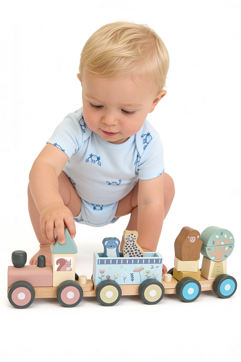 JUGUETE DE MADERA TREN FIGURAS NIÑO MULTICOLOR TU - 2