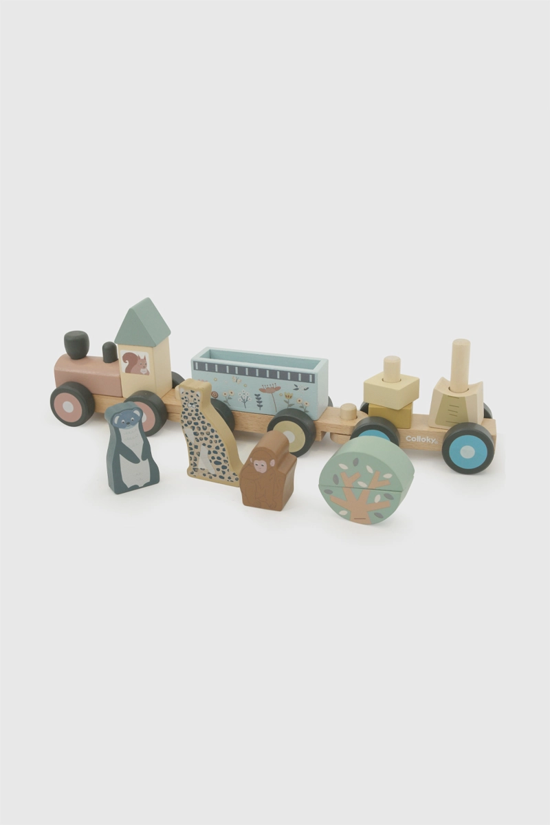 JUGUETE DE MADERA TREN FIGURAS NIÑO MULTICOLOR TU - 4