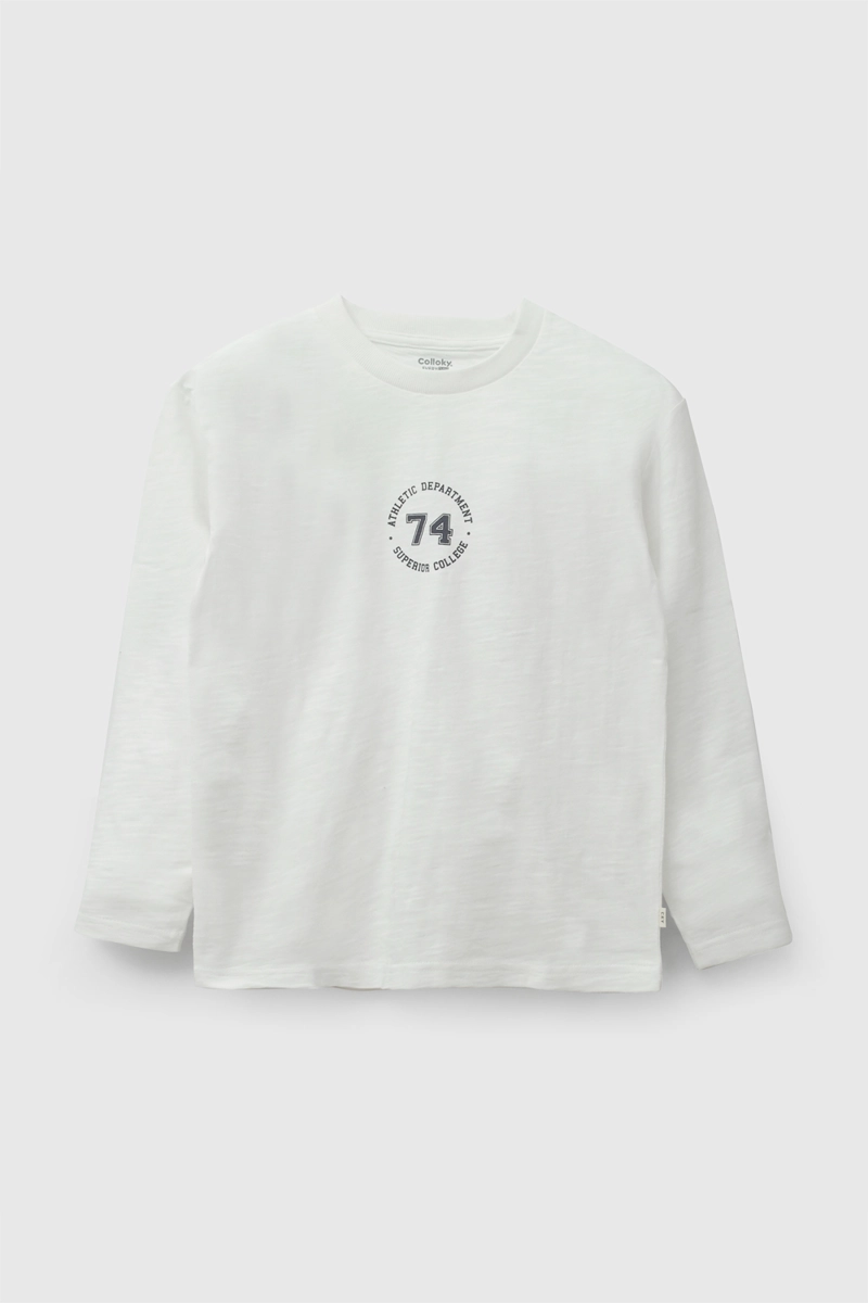 POLERA MANGA LARGA VARSITY BLANCO NIÑO 3-4A A 12-13A - 1