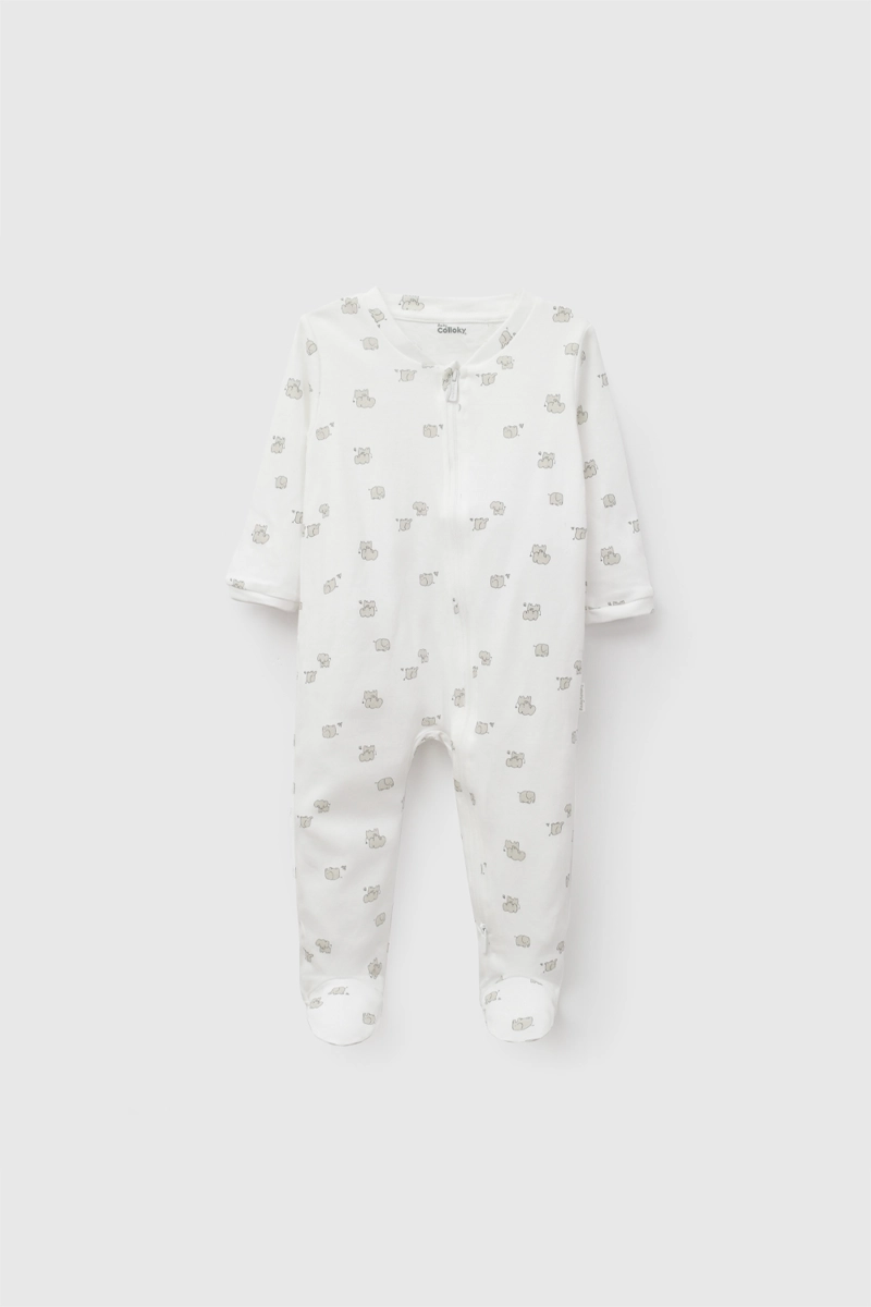 PIJAMA ALGODON LARGO MAXI NIÑO BEIGE 0/3M A 18/24M - 1
