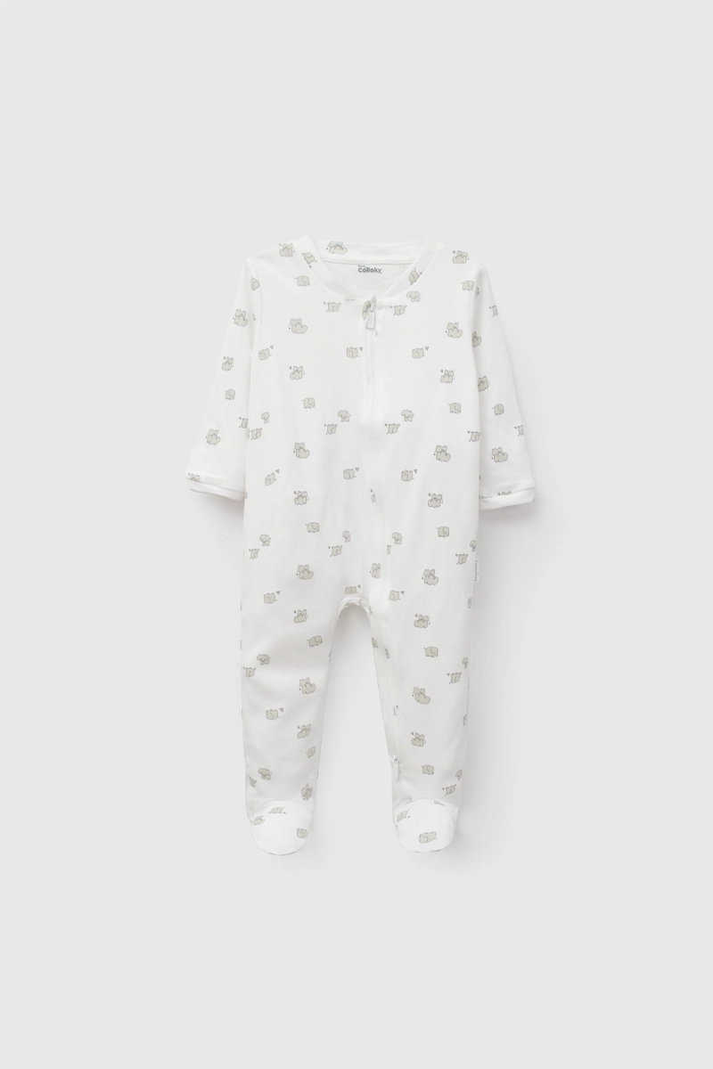 PIJAMA ALGODON LARGO MAXI NIÑO BEIGE 0/3M A 18/24M - 1