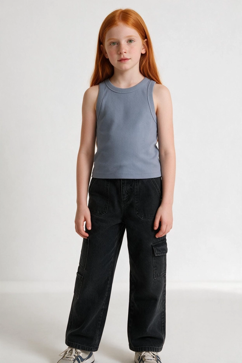 JEANS CARGO NEGRO NIÑA 3-4A A 12-13A COLLOKY - 2
