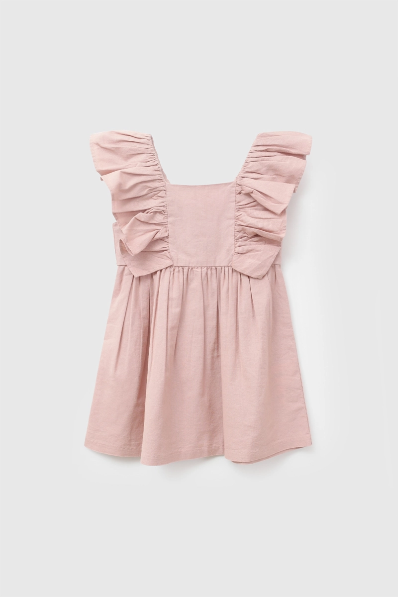 VESTIDO MANGA VUELOS ROSA VIEJO NIÑA 6-9M A 4-5A COLLOKY - 1