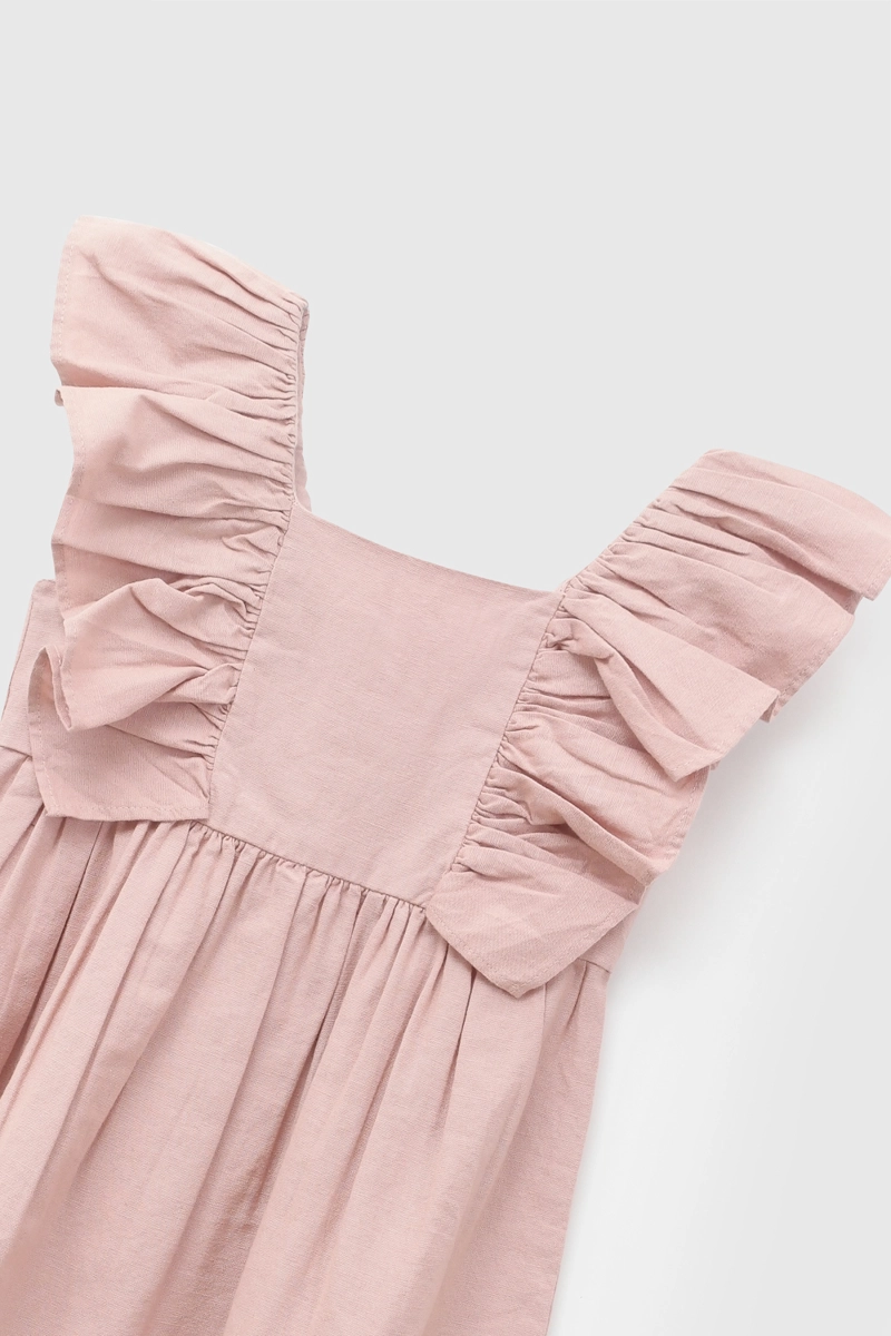 VESTIDO MANGA VUELOS ROSA VIEJO NIÑA 6-9M A 4-5A COLLOKY - 2