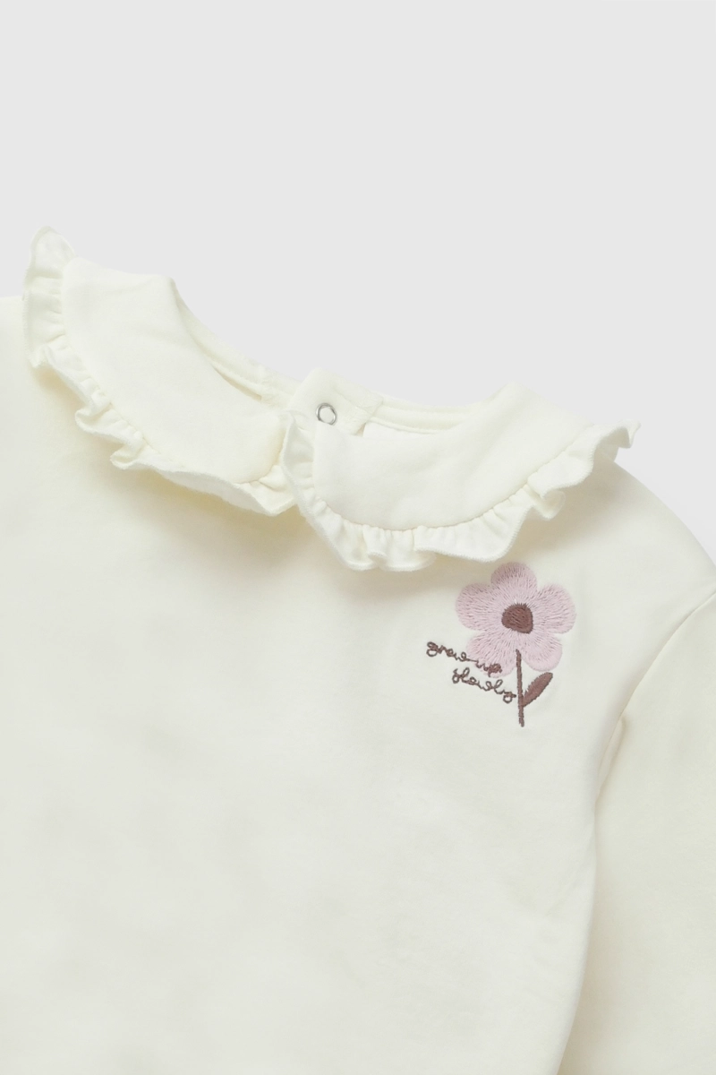 CONJUNTO FLOR BORDADA POLYCOTTON PURPURA NIÑA RN A 6-9M COLLOKY - 4