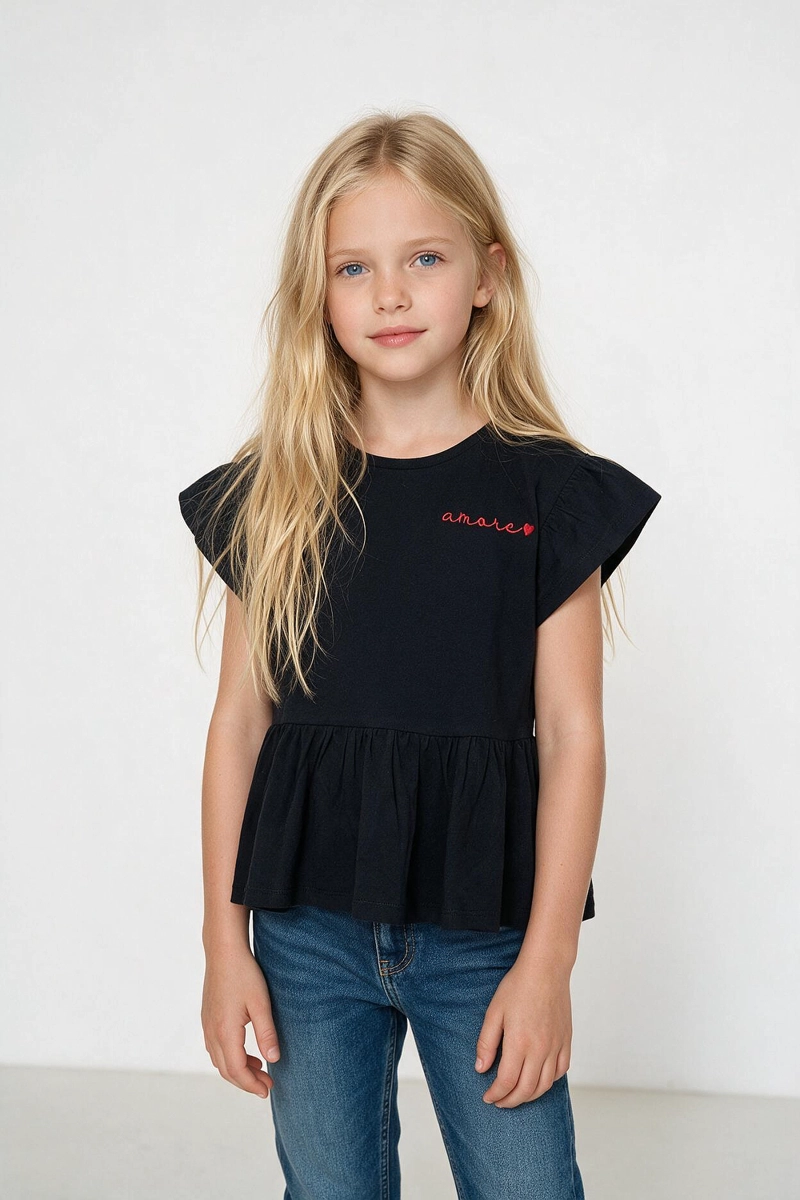 POLERA MANGA VUELOS AZUL NIÑA 3-4A A 12-13A COLLOKY - 3