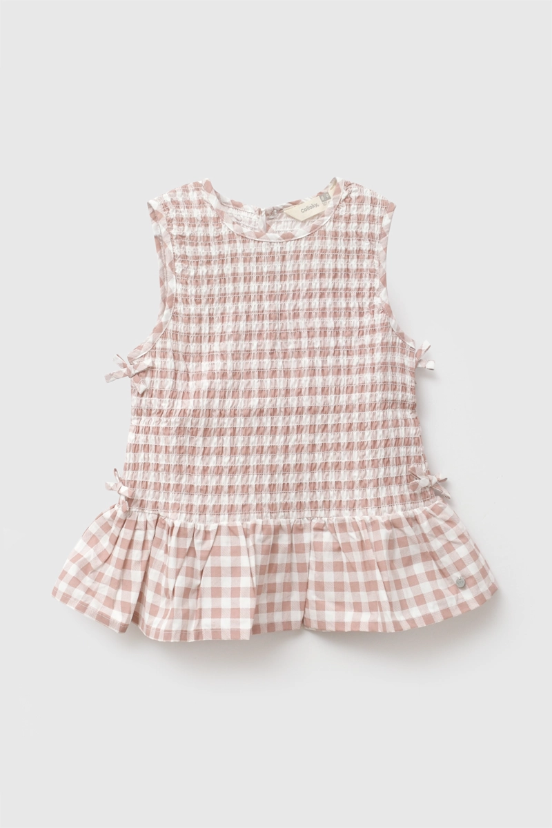 BLUSA CUADROS ROSA VIEJO NIÑA 3-4A A 12-13A COLLOKY - 1