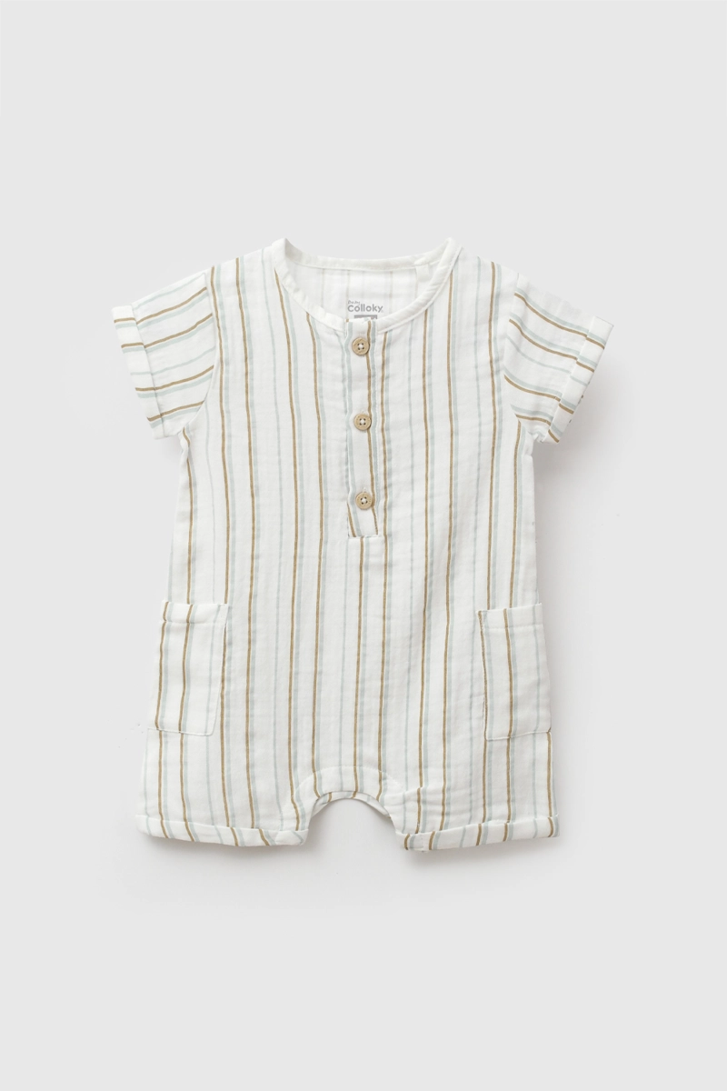 ENTERO RAYAS BAMBULA CELESTE NIÑO 0-3M A 9-12M COLLOKY - 1