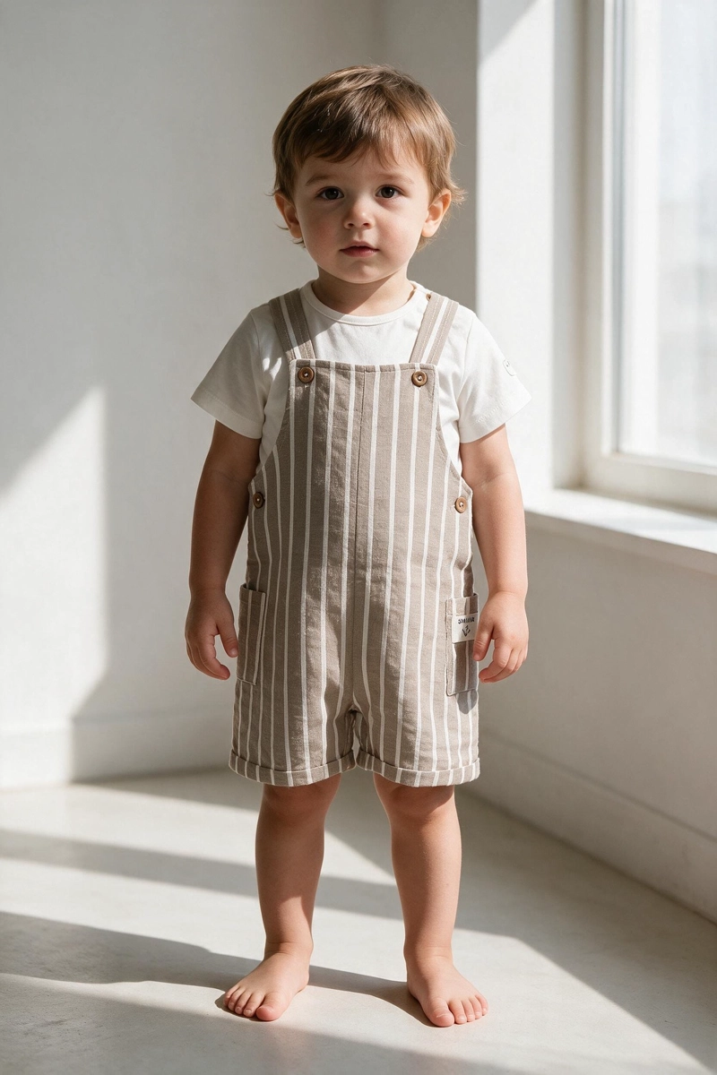 CONJUNTO JARDINERA BODY RAYAS BLANCO NIÑO 6-9M A 4-5A COLLOKY - 2