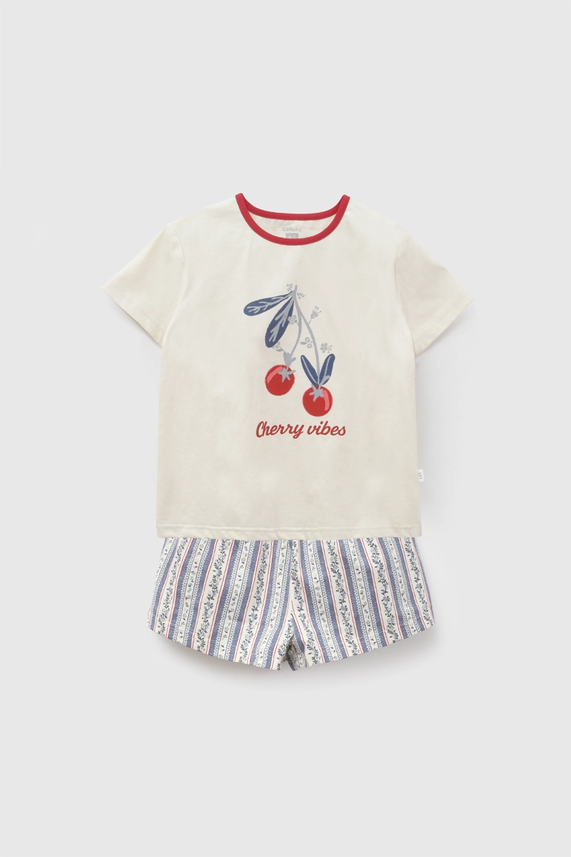 PIJAMA CHERRY BEIGE NIÑA 2A A 12A COLLOKY - 1
