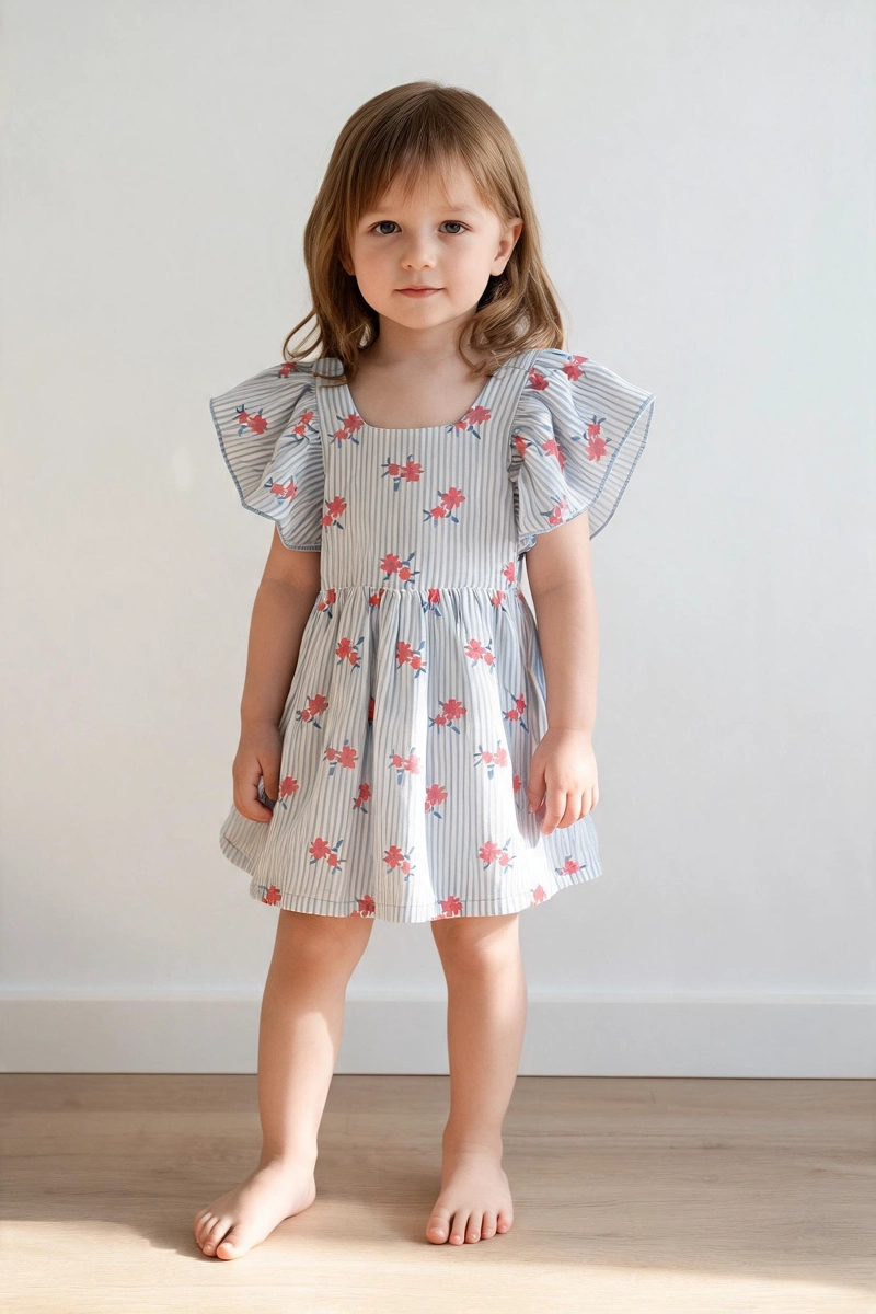 VESTIDO VISCOSA CELESTE NIÑA 6-9M A 4-5A COLLOKY - 2