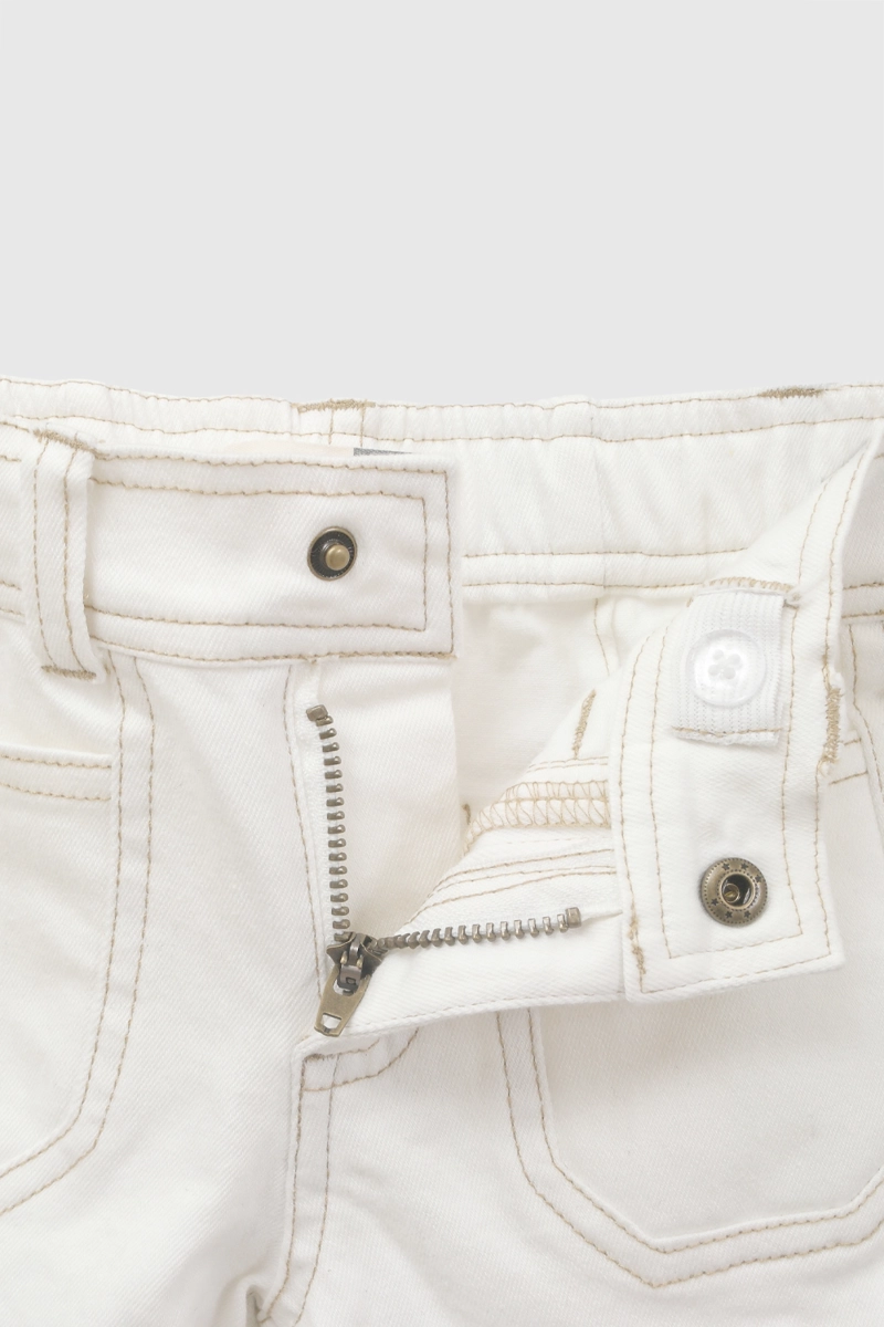 PANTALON GABARDINA AJUSTABLE NIÑA CREMA 6-9M A 4-5A - 4