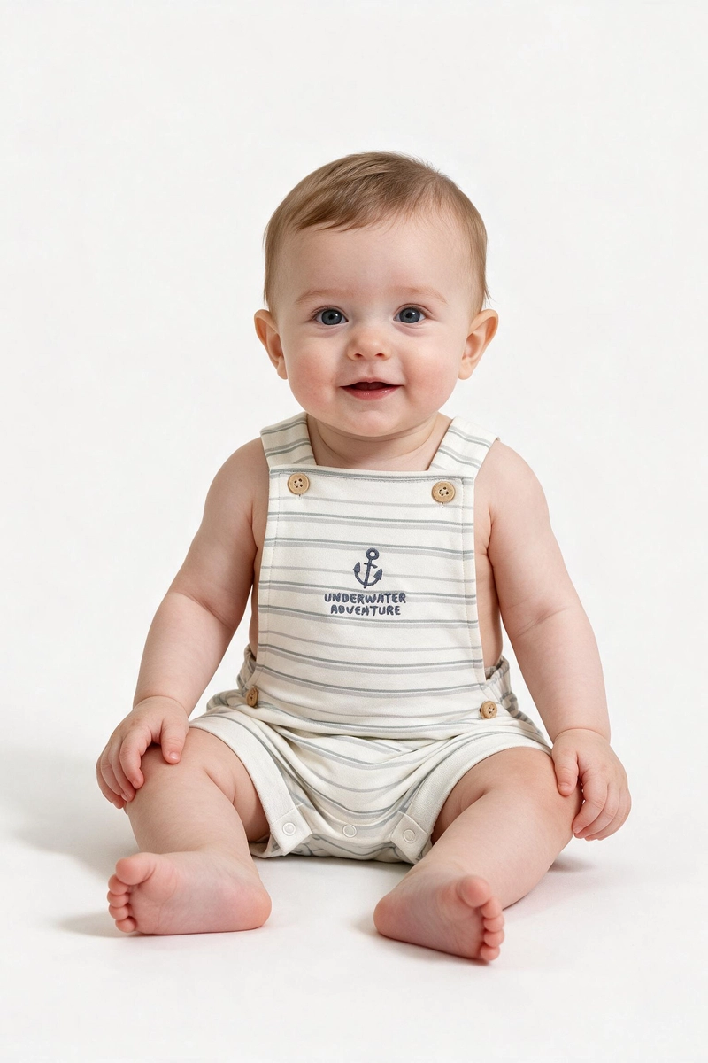 JARDINERA NAVY POLYCOTTON CREMA NIÑO 0-3M A 9-12M COLLOKY - 2
