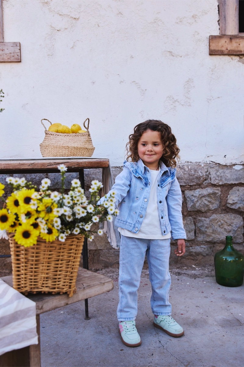 JEANS MEZCLILLA ESTRELLAS CELESTE NIÑA 6-9M A 4-5A COLLOKY - 2