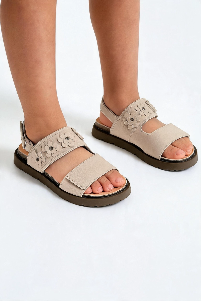 SANDALIA FLORES BEIGE NIÑA 28-38 COLLOKY - 2