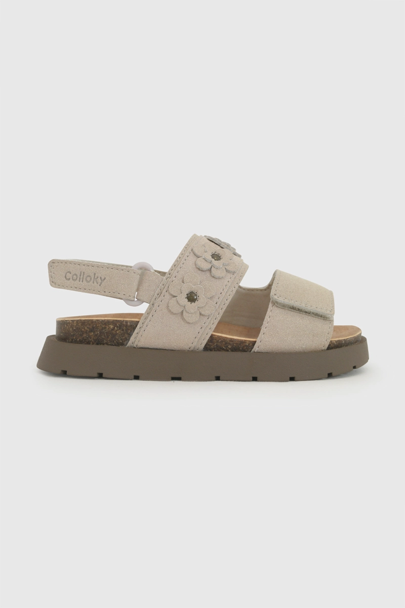 SANDALIA FLORES NIÑA BEIGE 21-27 - 3