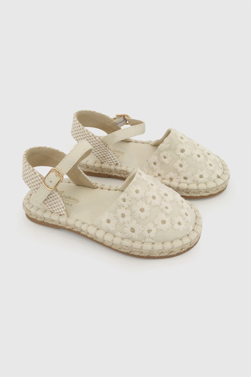 ALPARGATA FLORES BEIGE NIÑA 21-27 COLLOKY - 1