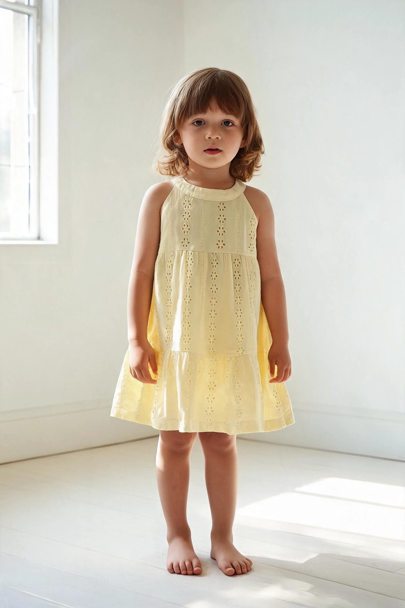 VESTIDO CUELLO HALTER AMARILLO NIÑA 6-9M A 4-5A COLLOKY - 2