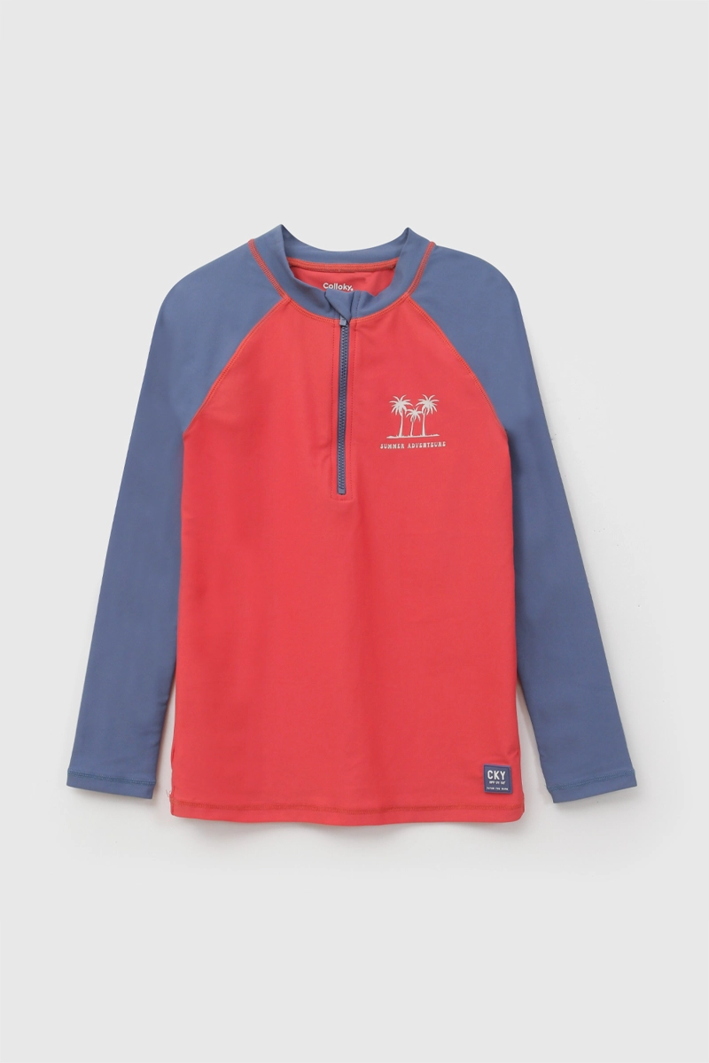 POLERA PALM FILTRO UV ROJO NIÑO 3-4A A 12-13A COLLOKY - 1