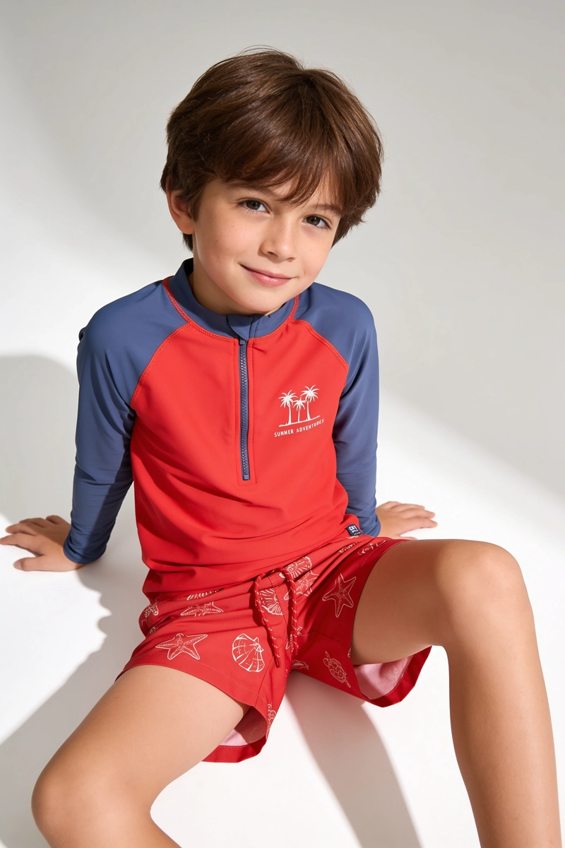 POLERA PALM FILTRO UV ROJO NIÑO 3-4A A 12-13A COLLOKY - 2
