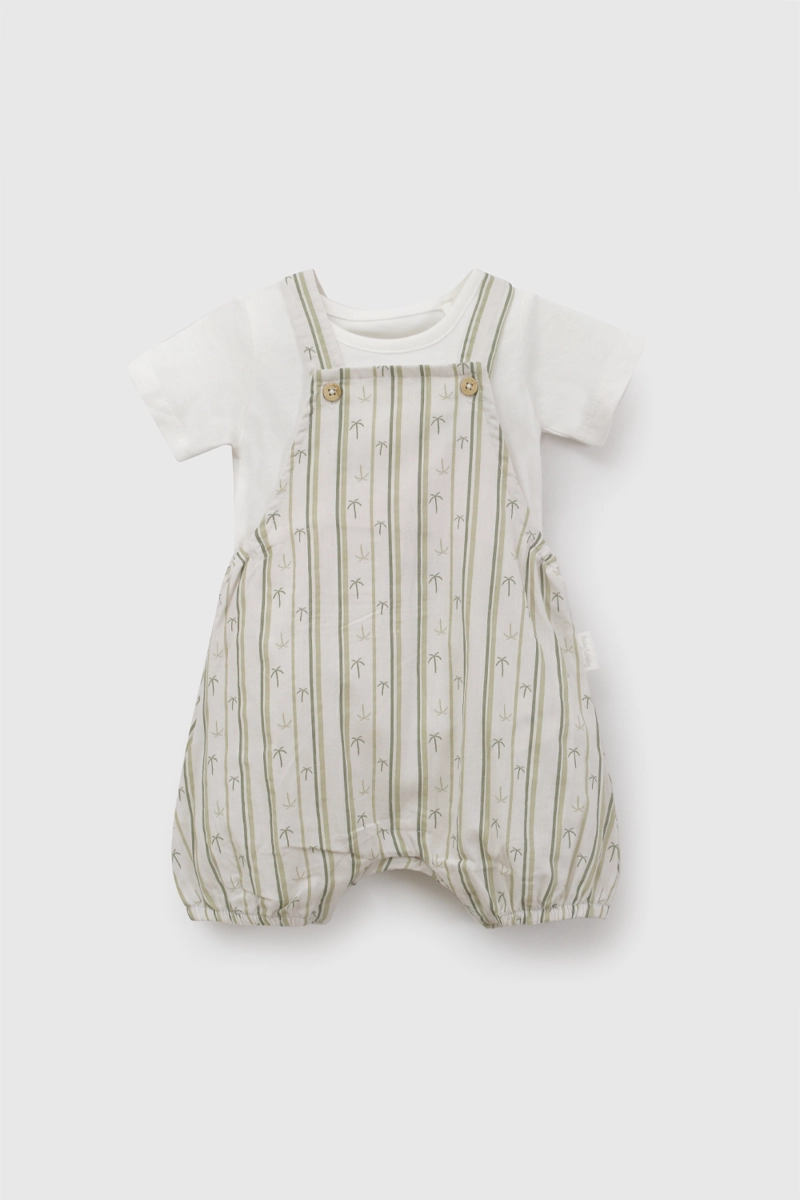 CONJUNTO PALMERAS POPELINA VERDE NIÑO RN A 6-9M COLLOKY - 1