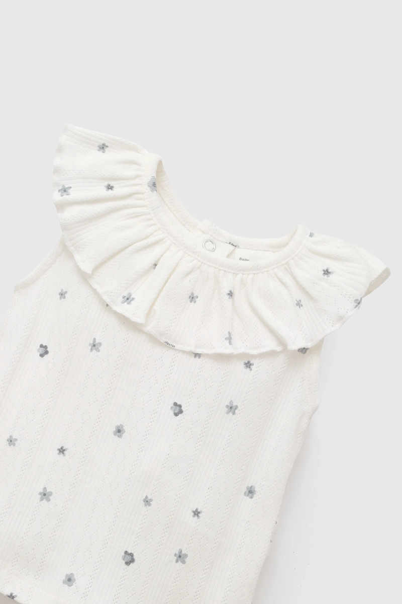 CONJUNTO FLORES RIB CREMA NIÑA RN A 6-9M COLLOKY - 5