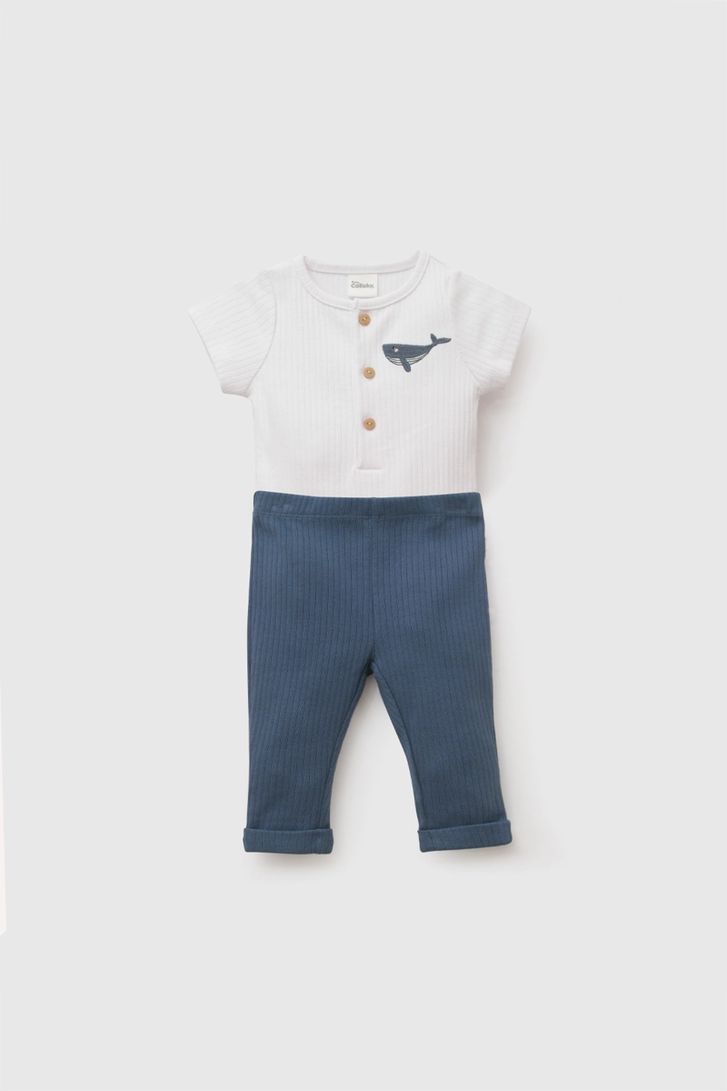 CONJUNTO NAVY RIB DENIM NIÑO RN A 6-9M COLLOKY - 1