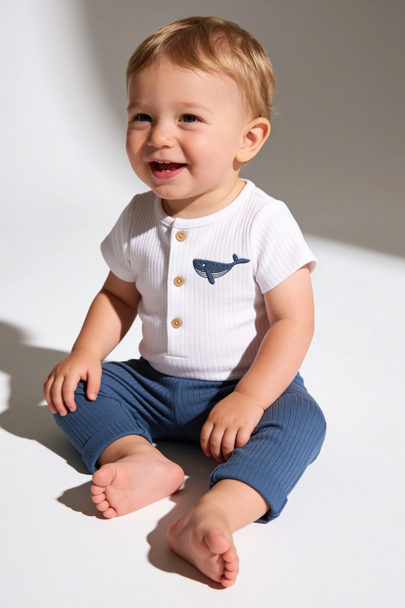 CONJUNTO NAVY RIB DENIM NIÑO RN A 6-9M COLLOKY - 2