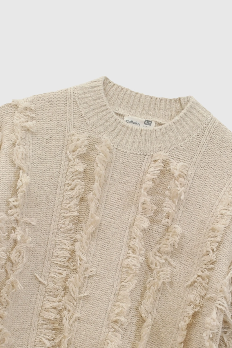 SWEATER FLECO TEJIDO NIÑA BEIGE 3/4A A 12/13A - 4