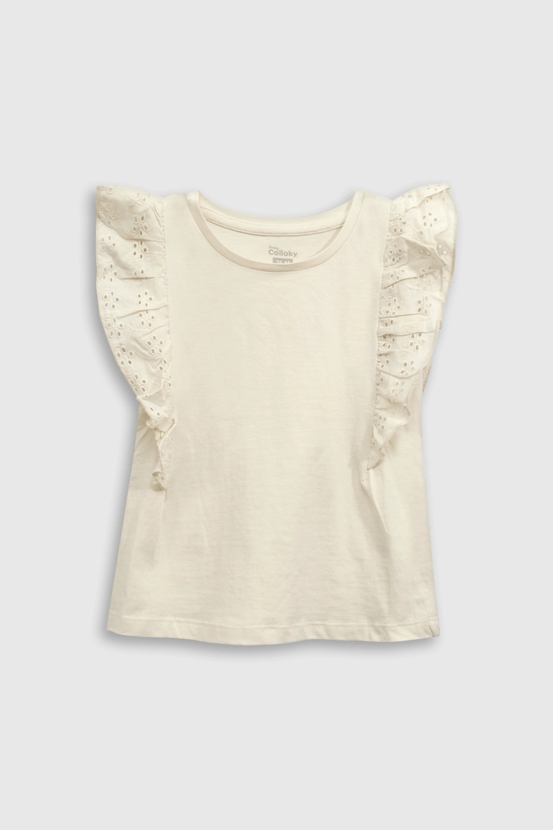 POLERA DE ALGODON CORTA CON VUELO DE BRODERY - 1