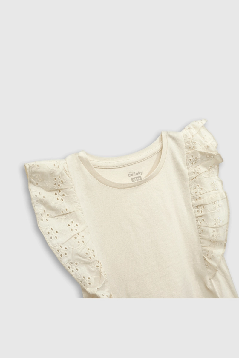 POLERA DE ALGODON CORTA CON VUELO DE BRODERY - 3