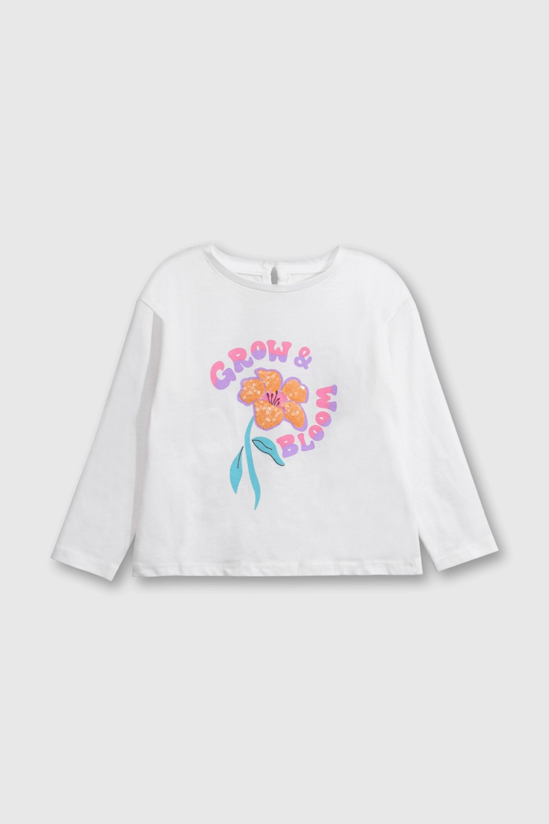 POLERA NIÑA BRILLANTE BLANCA CON ESTAMPADO - 1