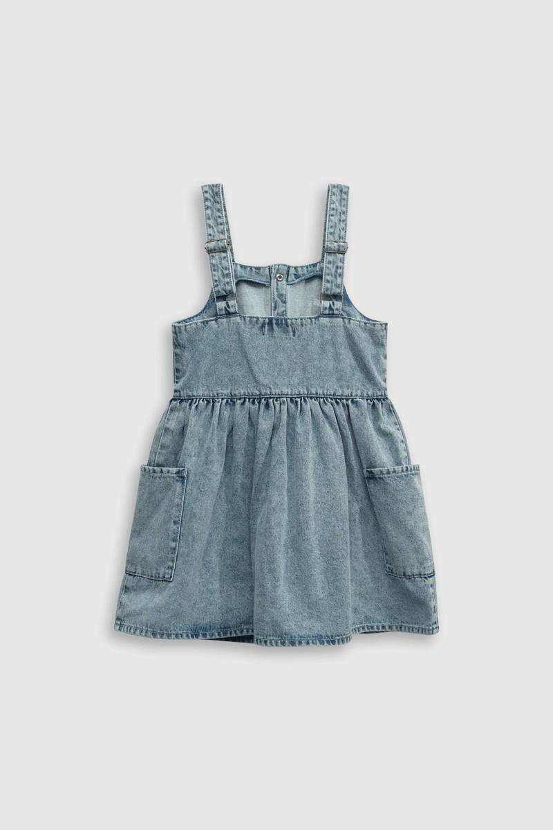 VESTIDO MEZCLILLA VINTAGE CELESTE CON BROCHES - 2