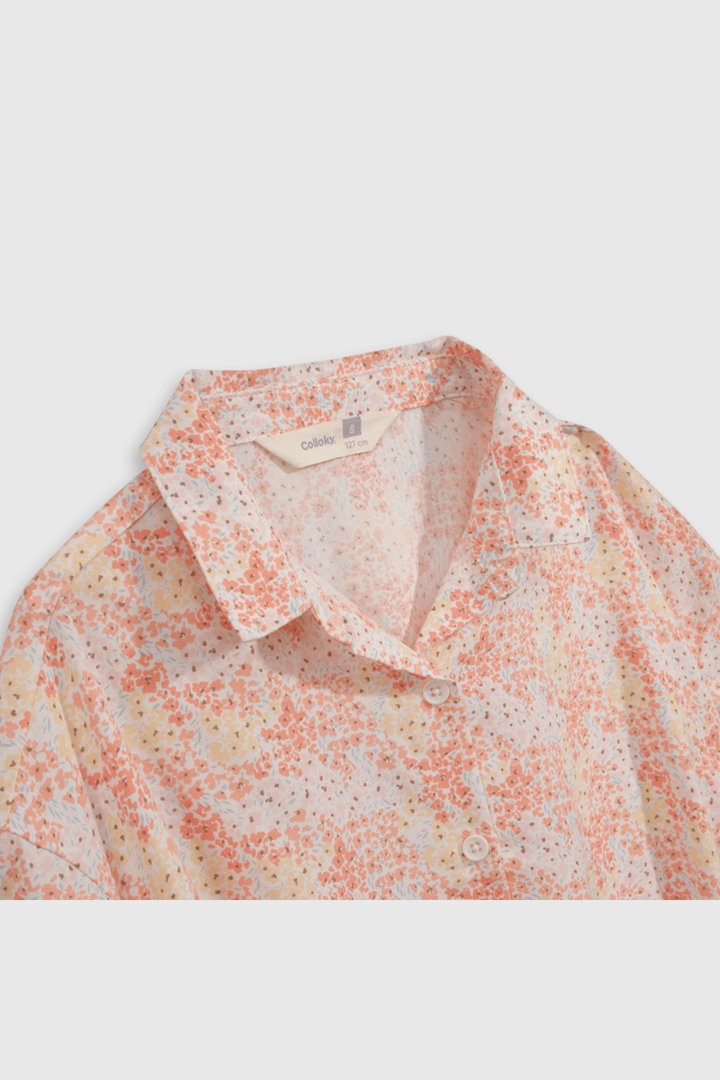BLUSA DE VISCOSA LIVIANA SEMI CORTA CON LAZO Y HOMBROS CAIDOS - 3
