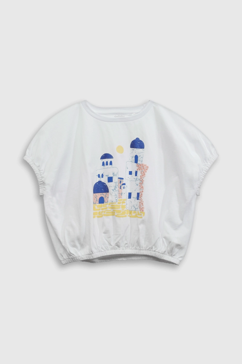 POLERA DE ALGODON CON ESTAMPADO CON DETALLES METALIZADOS - 1