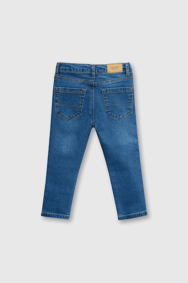 JEANS ELASTICADO Y CINTURA AJUSTABLE AZUL PARA BEBE - 2