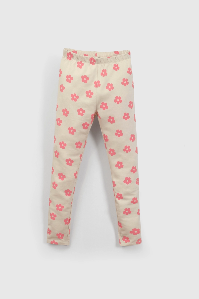 PATA AJUSTADA DE PUÑO CON CINTURA ELASTICADA BEIGE PARA NIÑA - 1