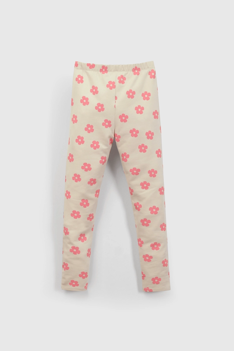 PATA AJUSTADA DE PUÑO CON CINTURA ELASTICADA BEIGE PARA NIÑA - 2