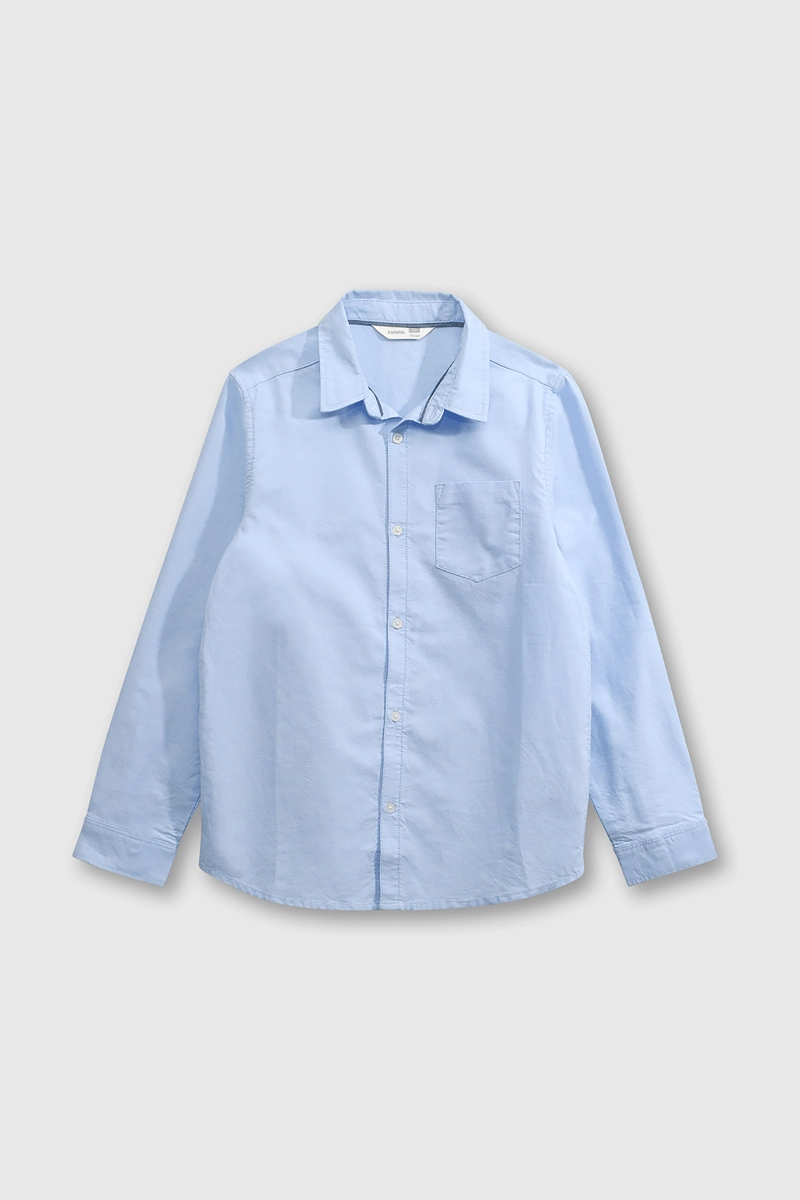 CAMISA OXFORD CLASICA 100% ALGODON CELESTE PARA NIÑO - 1