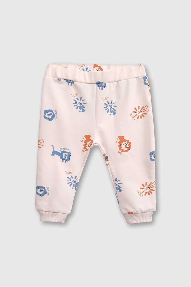 CONJUNTO POLERON + PANTALON BEIGE CON ESTAMPA DE LEONES - 3