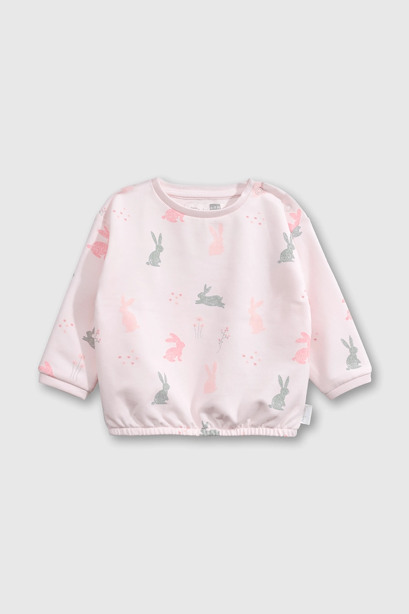 CONJUNTO POLERON + PANTALON ROSADO CON ESTAMPA DE CONEJOS - 2