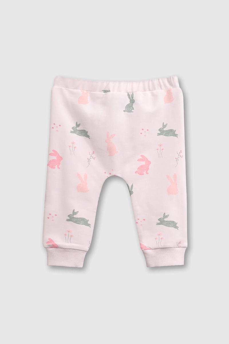 CONJUNTO POLERON + PANTALON ROSADO CON ESTAMPA DE CONEJOS - 3