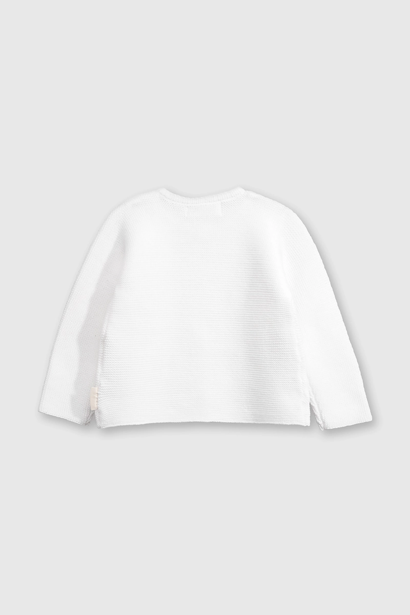 CHALECO DE ALGODON BLANCO CON BOTONES UNISEX PARA BEBE - 2